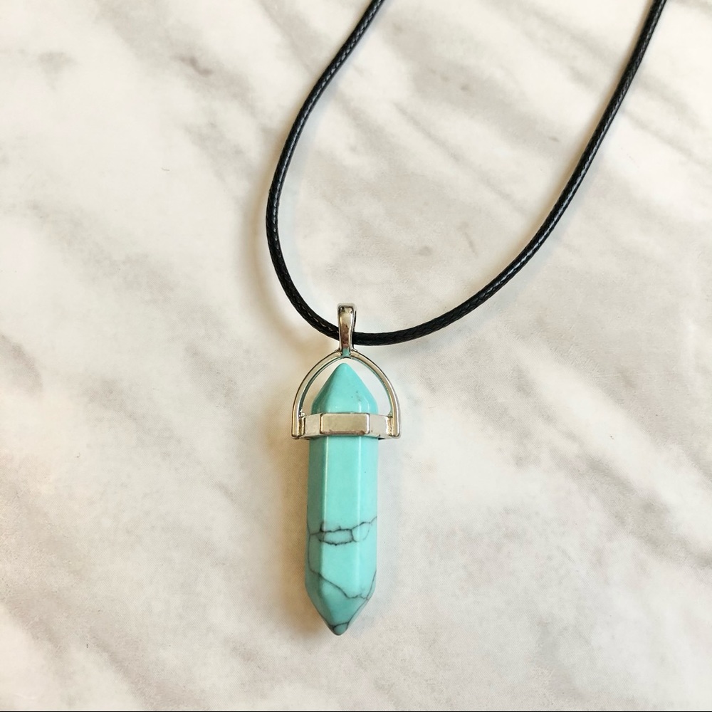 🎉 New Turquoise Marble Gemstone Pendant Necklace